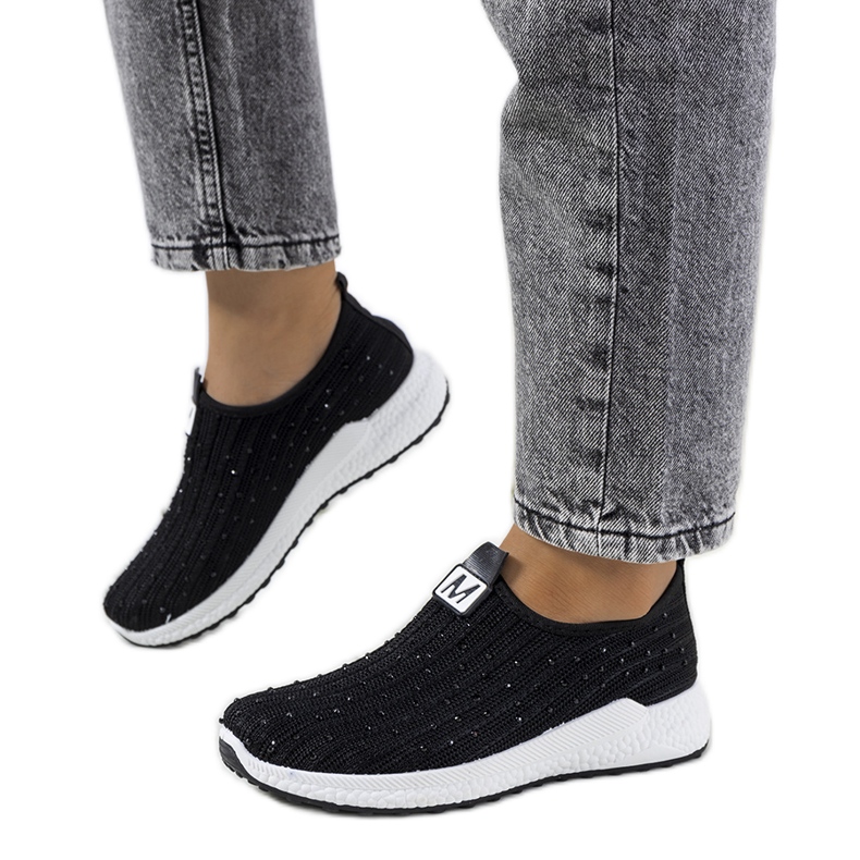 Baskets noires avec zircons cubiques Maasje le noir
