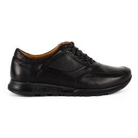 Olivier Chaussures décontractées en cuir pour hommes 902KNT grain noir avec du noir