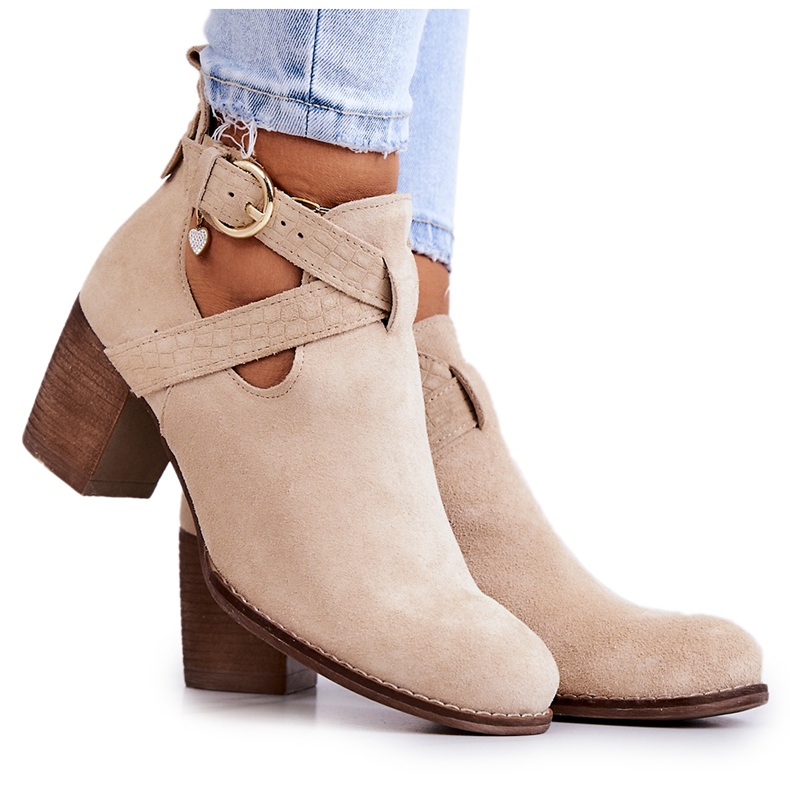 PL5 Bottines en cuir avec découpe sur tige Beige Axelle