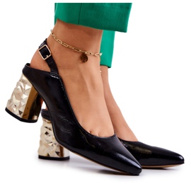 Escarpins En Cuir On A Bar Maciejka 05427-01 Noir doré