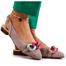 Ballerines En Daim Avec Chaîne Lewski Shoes 3125 Beige
