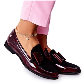 Mocassins Femme Brogues Maciejka Laqués Bordeaux Marbré 04099-33 / 00-1 noir rouge