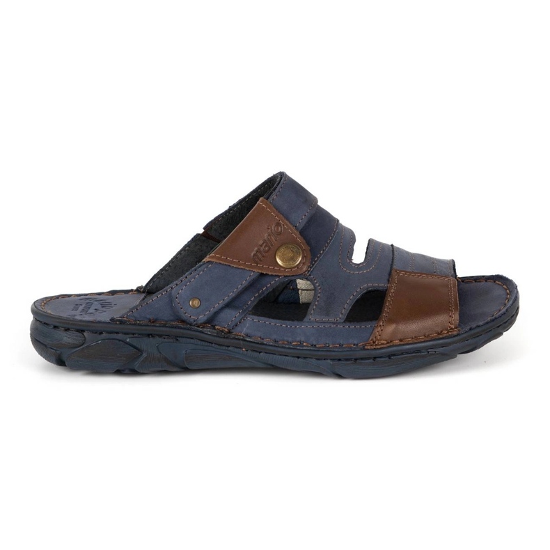 Olivier Chaussons cuir homme 460MP bleu marine