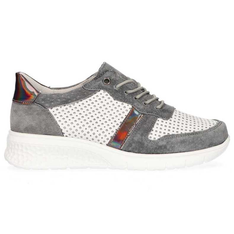 Chaussures en cuir Filippo DP1389 / 20 Wh Gr Gris blanche jaune