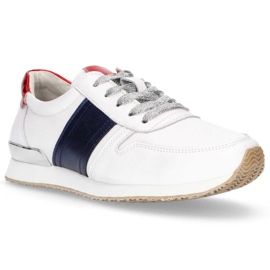 Chaussures en cuir Filippo DP1265 / 20 Wh Nv blanc blanche bleu marin jaune