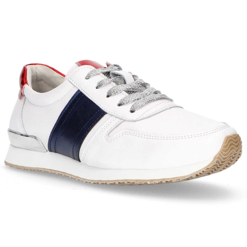Chaussures en cuir Filippo DP1265 / 20 Wh Nv blanc blanche bleu marin jaune