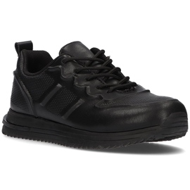 Baskets de sport en cuir Filippo DP2017 / 21 Bk noir le noir