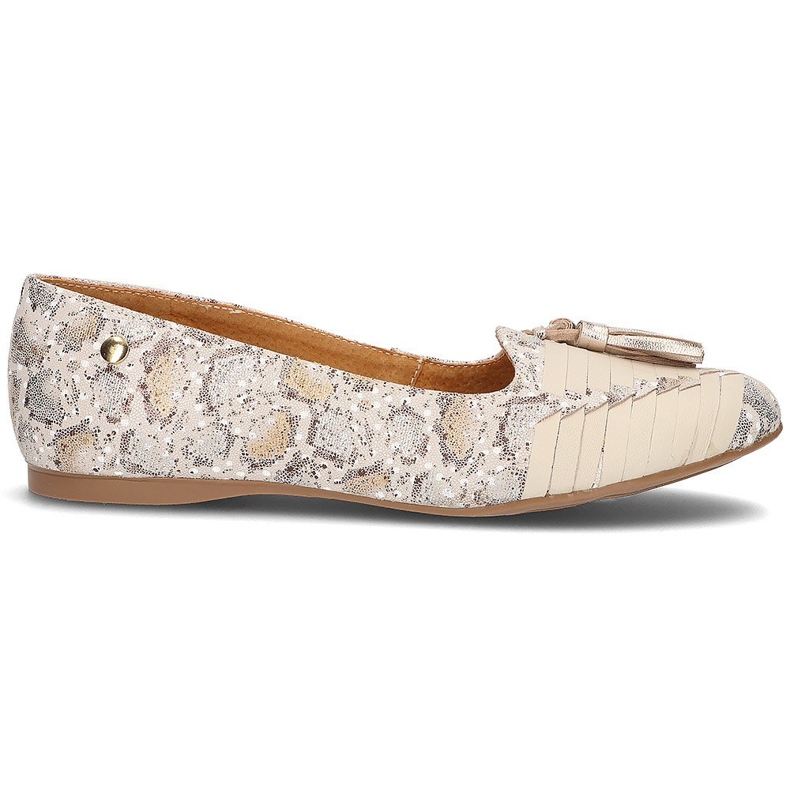 Ballerines en cuir Filippo 04016 beige doré d'or Ballerines en cuir Filippo 04016 beige doré d'or