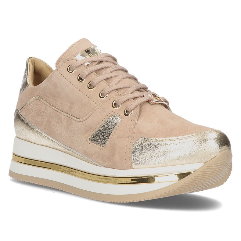 Baskets en cuir Filippo 092 beige et or d'or