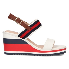 Sandales compensées Filippo DS2094 / 21 Wh Nv blanc rouge bleu marine