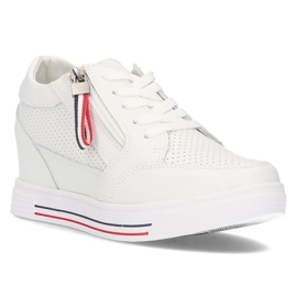 Baskets compensées en cuir Filippo DP2350 / 21 Wh blanc