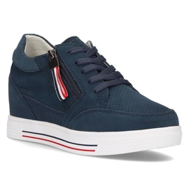Baskets compensées en cuir Filippo DP2350/21 Nv bleu marine Baskets compensées en cuir Filippo DP2350/21 Nv bleu marine
