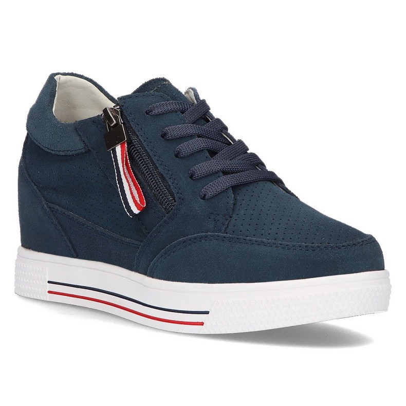 Baskets compensées en cuir Filippo DP2350/21 Nv bleu marine