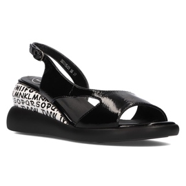 Sandales noires sur le coin Filippo DS2315 / 21 Bk le noir