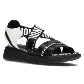 Sandales noires sur le coin Filippo DS2317 / 21 Bk le noir
