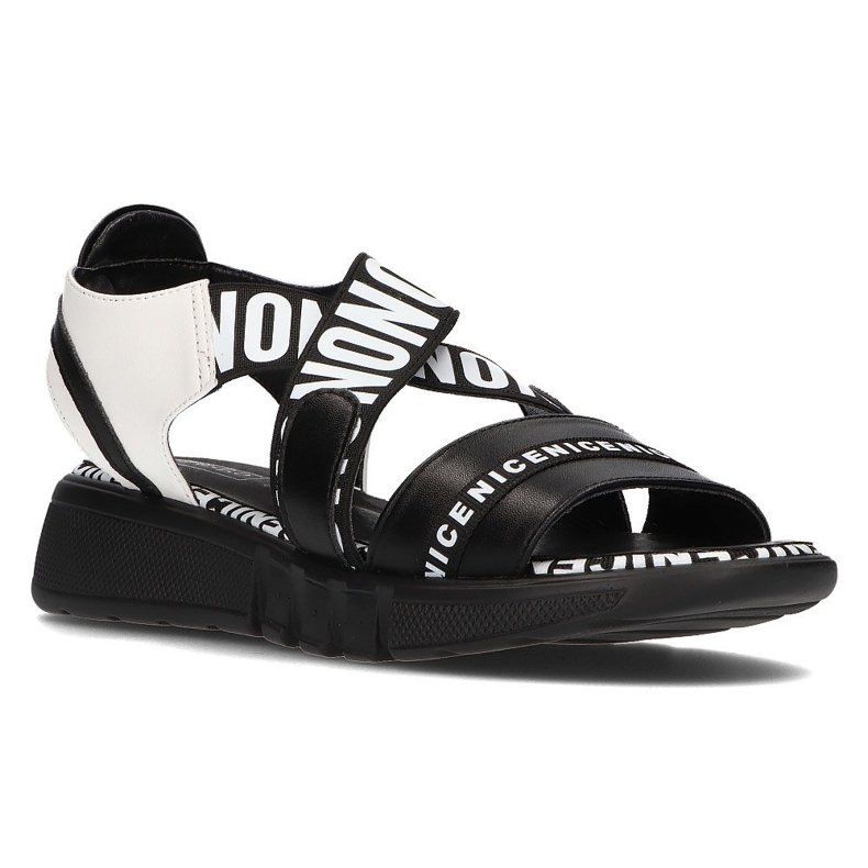 Sandales noires sur le coin Filippo DS2317 / 21 Bk le noir