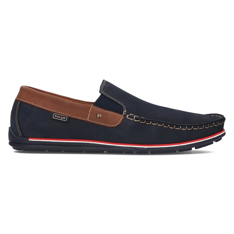 Mocassins en cuir Filippo G-1522K bleu marine