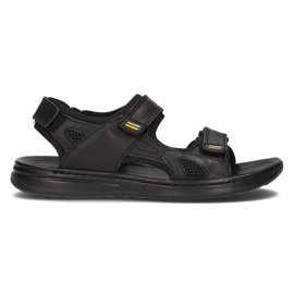Sandales pour hommes en cuir Filippo MS2305 / 21 Bk noir le noir