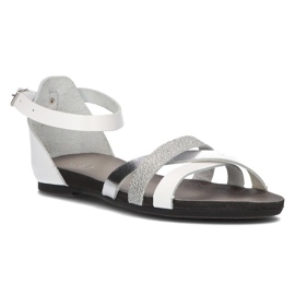 Sandales en cuir Filippo 40225 blanc et argent
