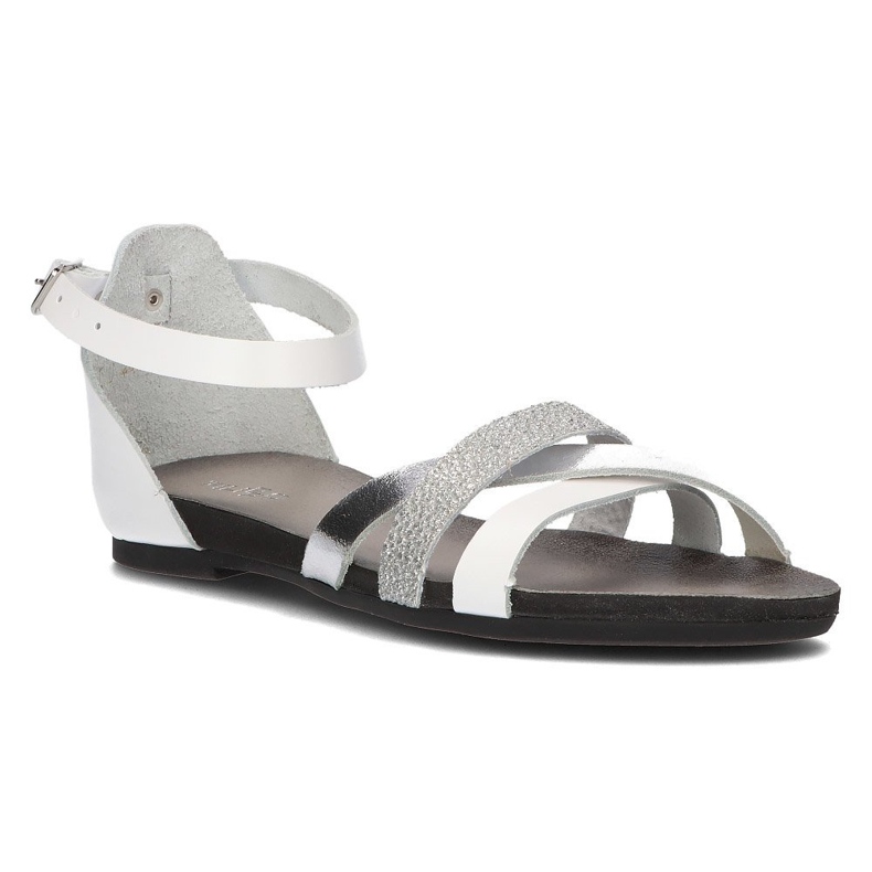 Sandales en cuir Filippo 40225 blanc et argent blanche