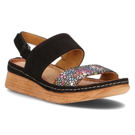 Sandales en cuir Filippo 04142-20 / 00-5 noir multicolore