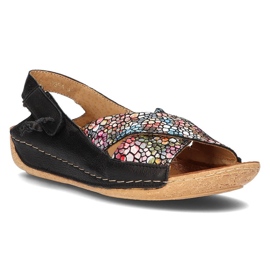 Sandales en cuir Filippo 00994-57 / 00-5 noir multicolore