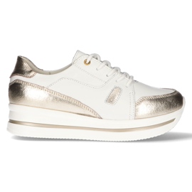 Baskets en cuir Filippo DP3407 / 21 Wh blanc blanche d'or