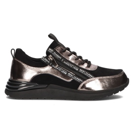 Baskets en cuir Filippo DP3149/21 Bk Gn nickel foncé le noir argent