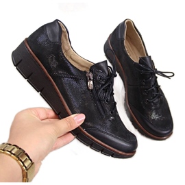 Chaussures en cuir Helios W H334 noir brillant le noir