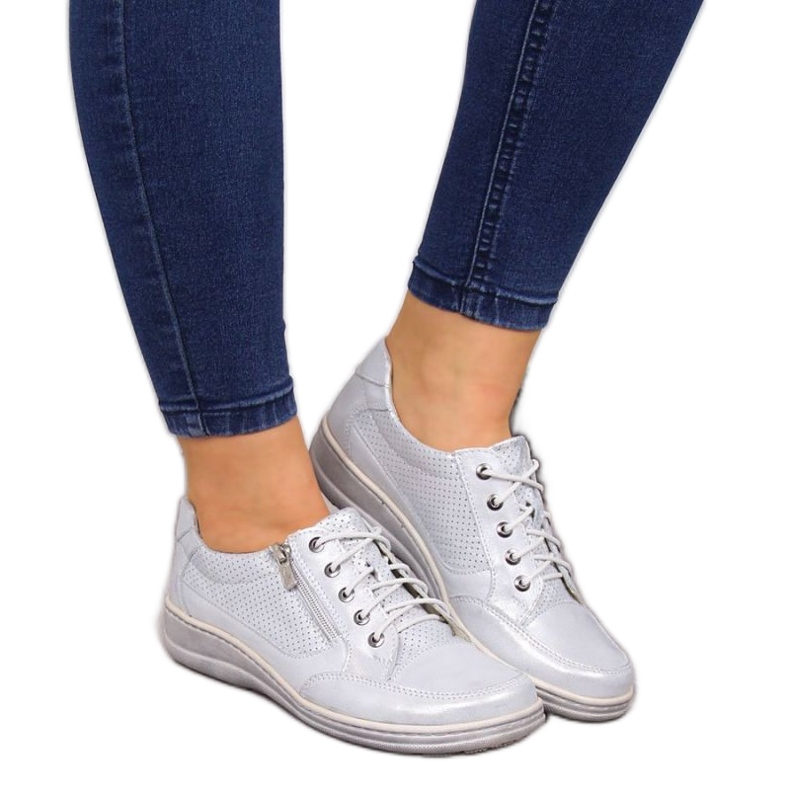 Chaussures en cuir avec fermeture éclair, argent Helios W H357C Chaussures en cuir avec fermeture éclair, argent Helios W H357C