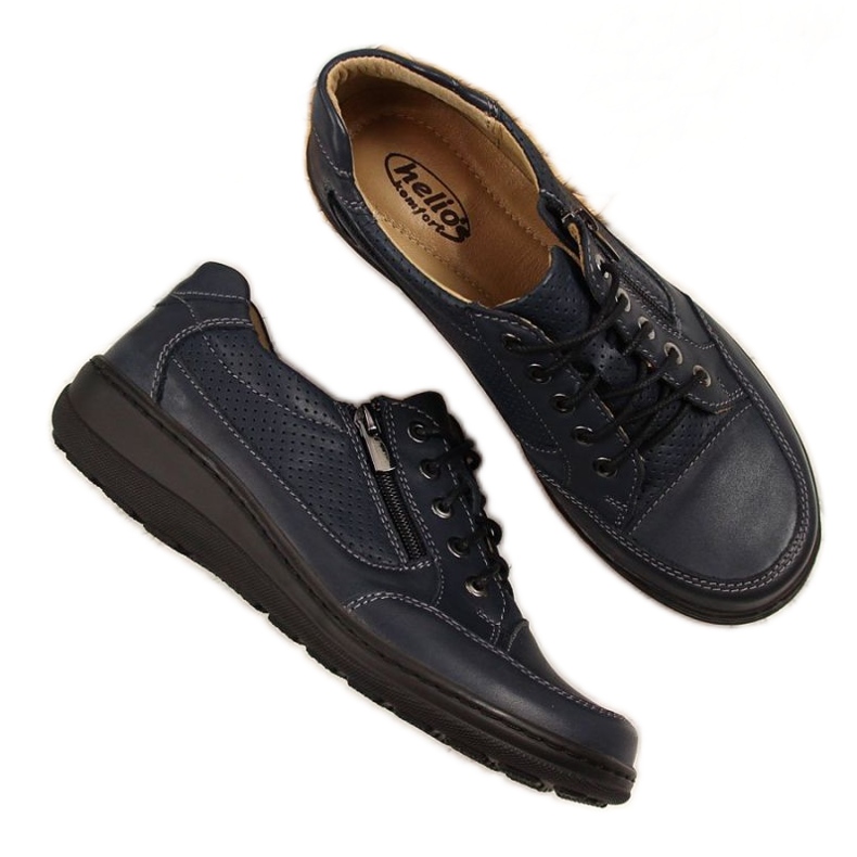 Chaussures en cuir avec une fermeture éclair Helios W H357D bleu marine