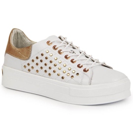 Baskets en cuir à plateforme rivetées Filippo W PAW321 blanc blanche