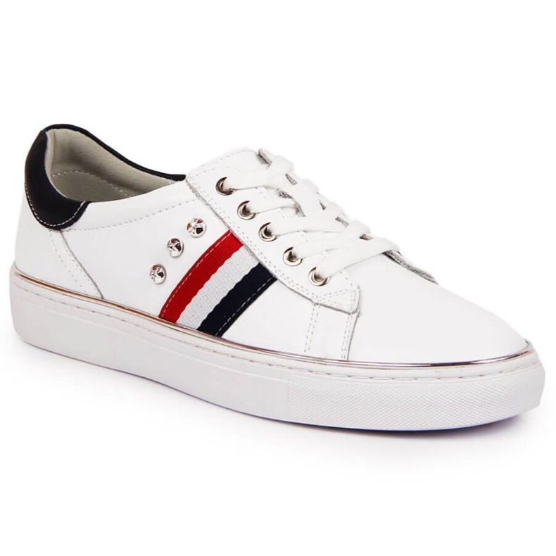 Chaussures baskets en cuir Vinceza W JAN87 blanc blanche