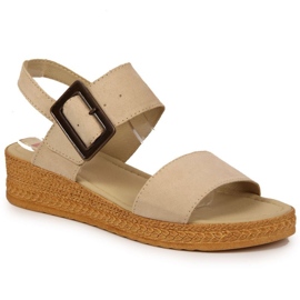 Sandales compensées Big Star W JJ276032 beige