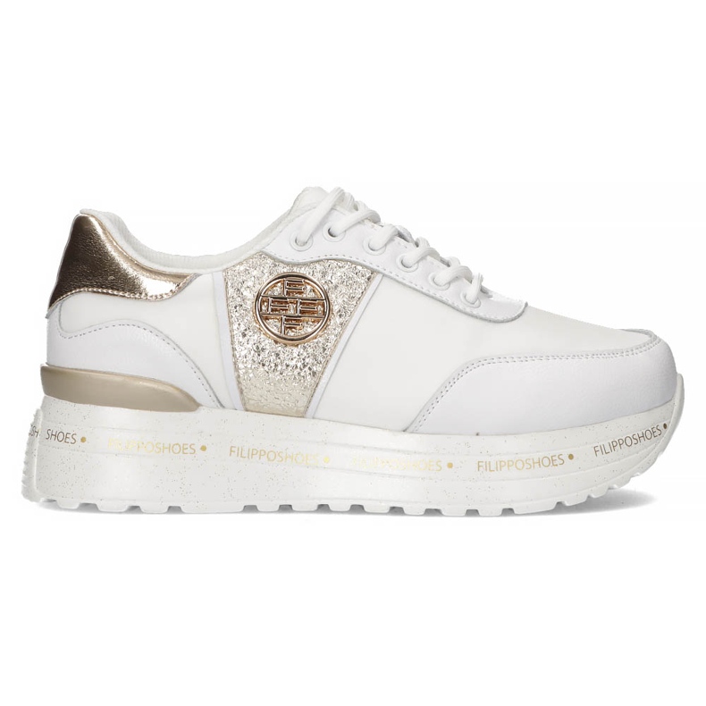 Baskets en cuir Filippo DP3688 / 22 Wh Go blanc blanche d'or