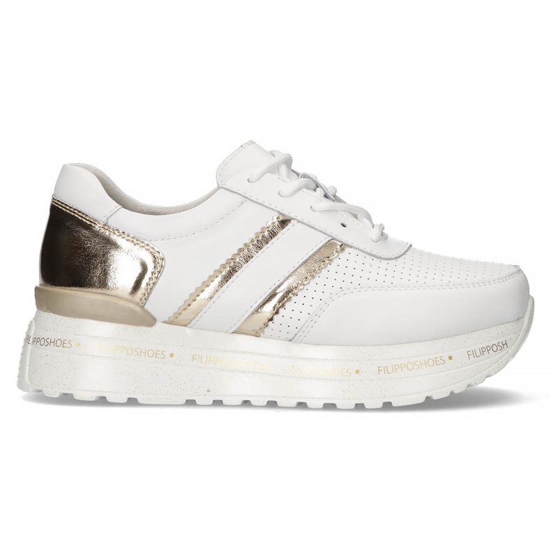 Baskets en cuir Filippo DP3689 / 22 Wh blanc blanche d'or Baskets en cuir Filippo DP3689 / 22 Wh blanc blanche d'or