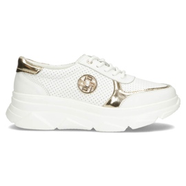 Baskets en cuir Filippo DP2138 / 22 Wh Go blanc blanche d'or