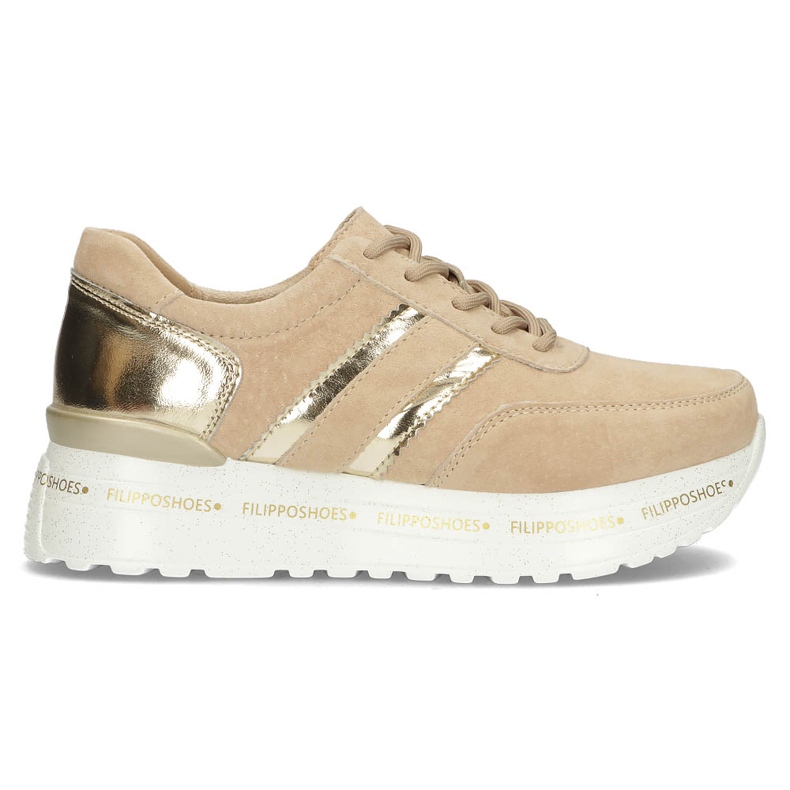 Baskets en cuir Filippo DP3689/22 Be beige d'or