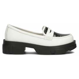 Chaussures en cuir Filippo DP3695 / 22 Wh Bk blanc blanche le noir