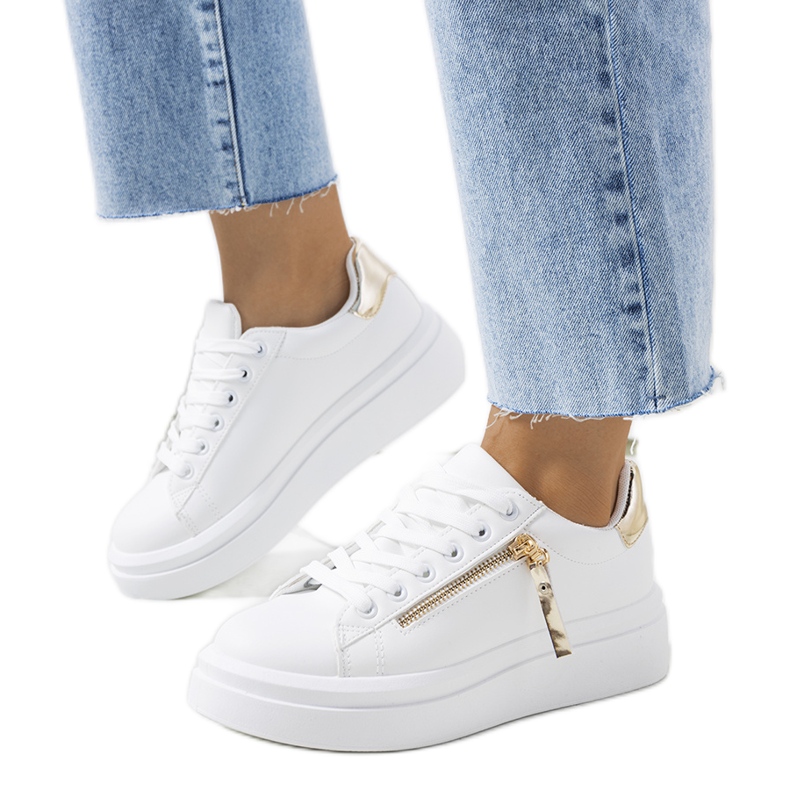 Baskets Tamis femme blanches et dorées d'or Baskets Tamis femme blanches et dorées d'or