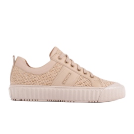 Marco Shoes Sneakers avec raphia naturel beige