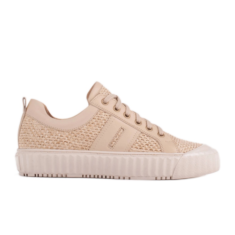 Marco Shoes Sneakers avec raphia naturel beige