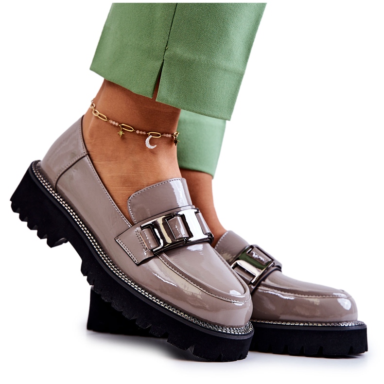 S.Barski Chaussures Cuir Laqué Gris Corine