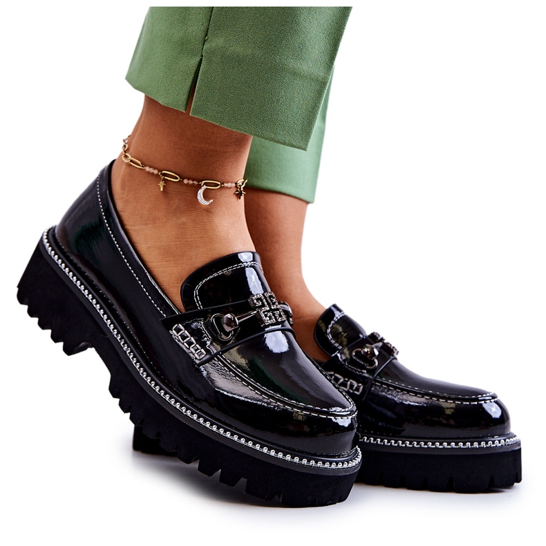 S.Barski Chaussures en cuir verni avec décoration Adison noire le noir