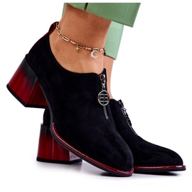 S.Barski Chaussures en daim à la mode sur un poteau Lorena noir et rouge