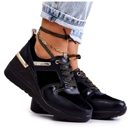 S.Barski Chaussures de sport en cuir noir Rayana sur un coin