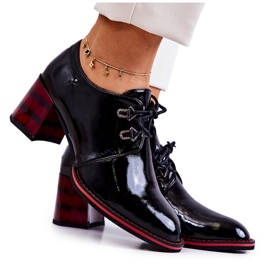 S.Barski Chaussures laquées à fermeture éclair en noir et rouge Laurosa