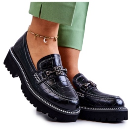 S.Barski Chaussures serpent en cuir avec décoration Adison noire le noir