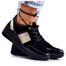 S.Barski Chaussures De Sport En Daim Pour Femmes Sur Un Compensé Noir Larson