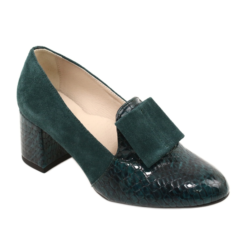 PA2 Escarpins Diana en daim vert serpent
